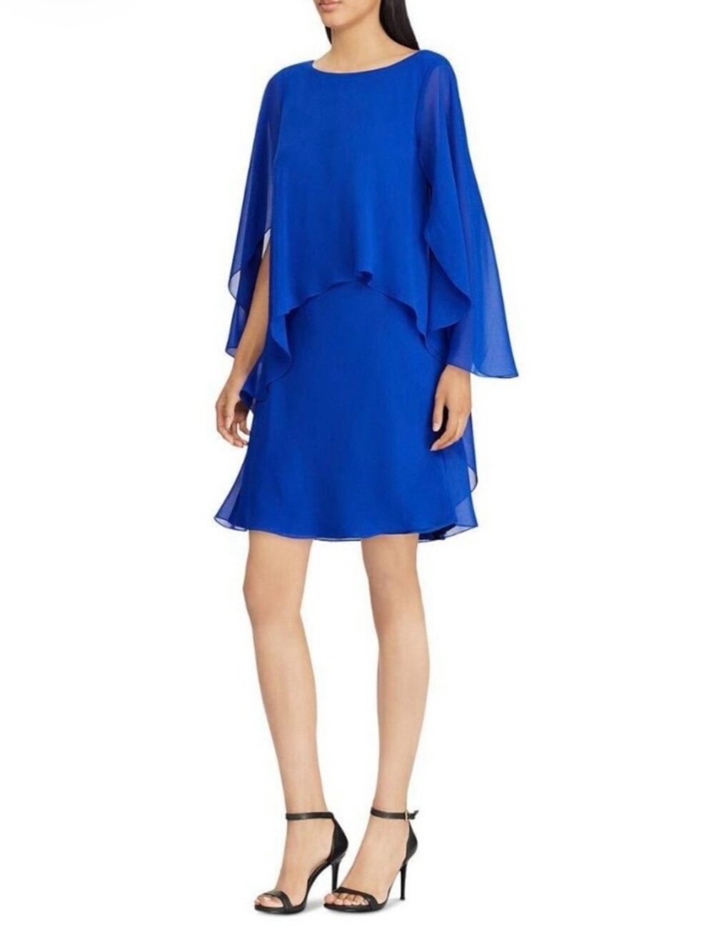 Lauren Ralph Lauren royal Blue Layered Chiffon Mini Dress